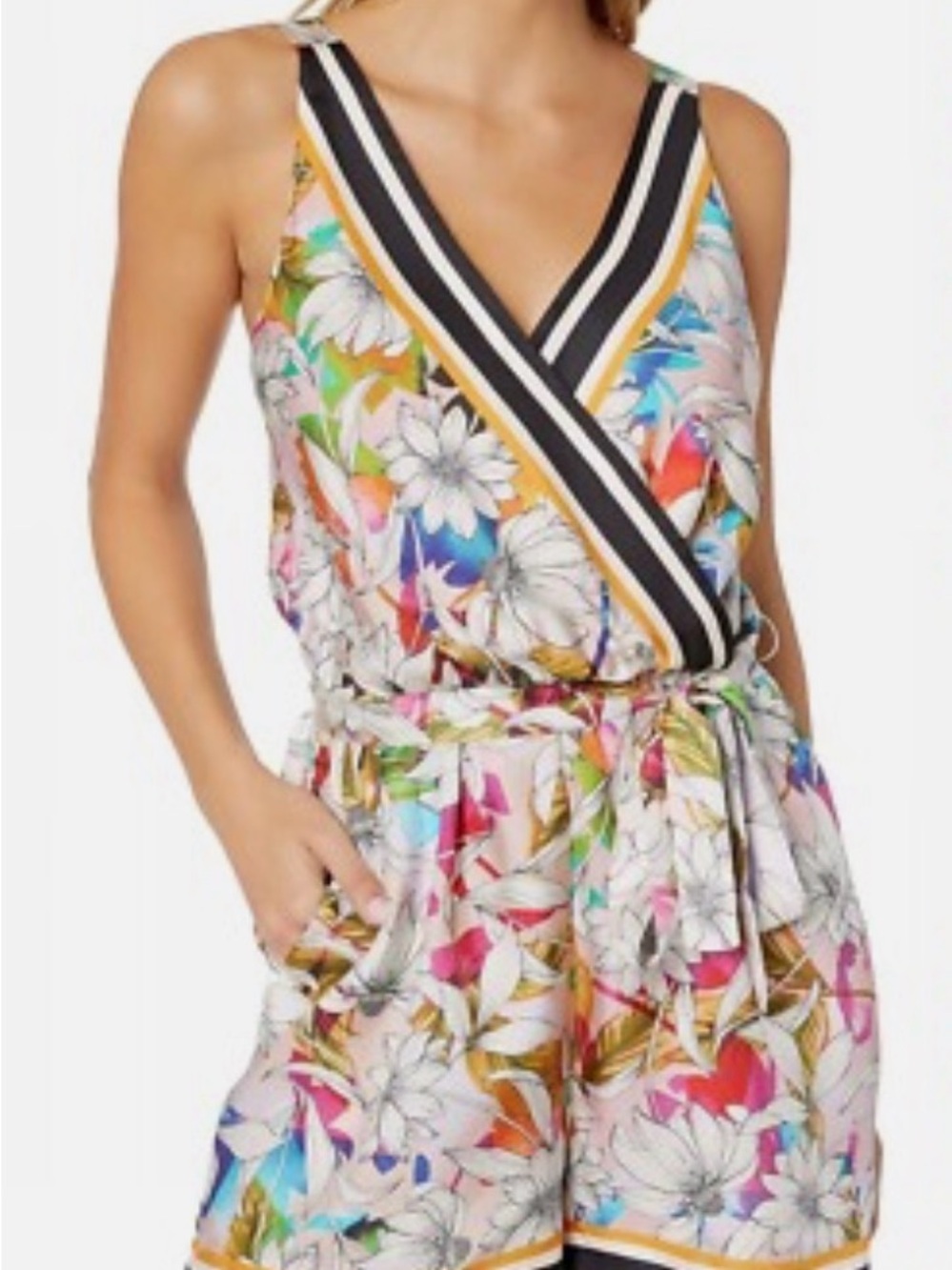 Nicole Miller Collection Silk Floral Romper in Sz M